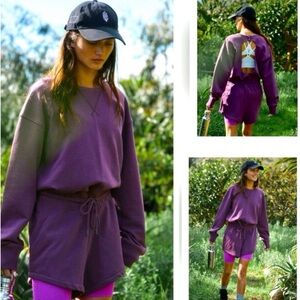 NWT Free People Movement Best of Playsuit Romper in Black Tea (Purple)